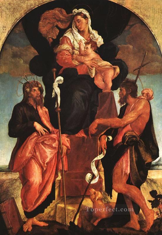 Virgen y el Niño con los santos Jacopo Bassano Pintura al óleo